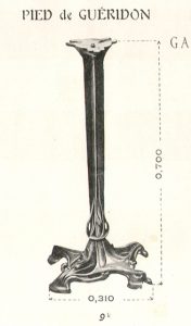 Pied du guéridon GA, catalogue Guimard de la fonderie Saint-Dizier, pl. 40, 1909.