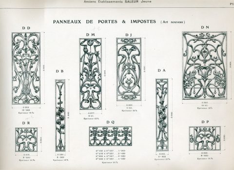 Planche 28 du catalogue Nouvelles Créations de la fonderie de Saint-Dizier, édition augmentée, 1906. Coll. part.