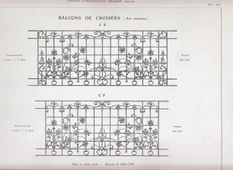 Planche 10 du catalogue Nouvelles Créations de la fonderie de Saint-Dizier, édition augmentée, 1906. Coll. part.
