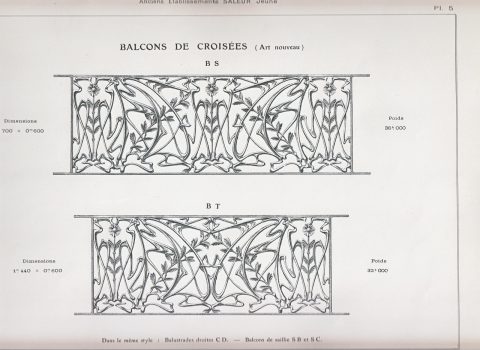 Planche 5 du catalogue Nouvelles Créations de la fonderie de Saint-Dizier, édition augmentée, 1906. Coll. part.