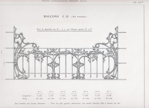 Planche 10E du catalogue Nouvelles Créations de la fonderie de Saint-Dizier, édition augmentée, 1906. Coll. part.